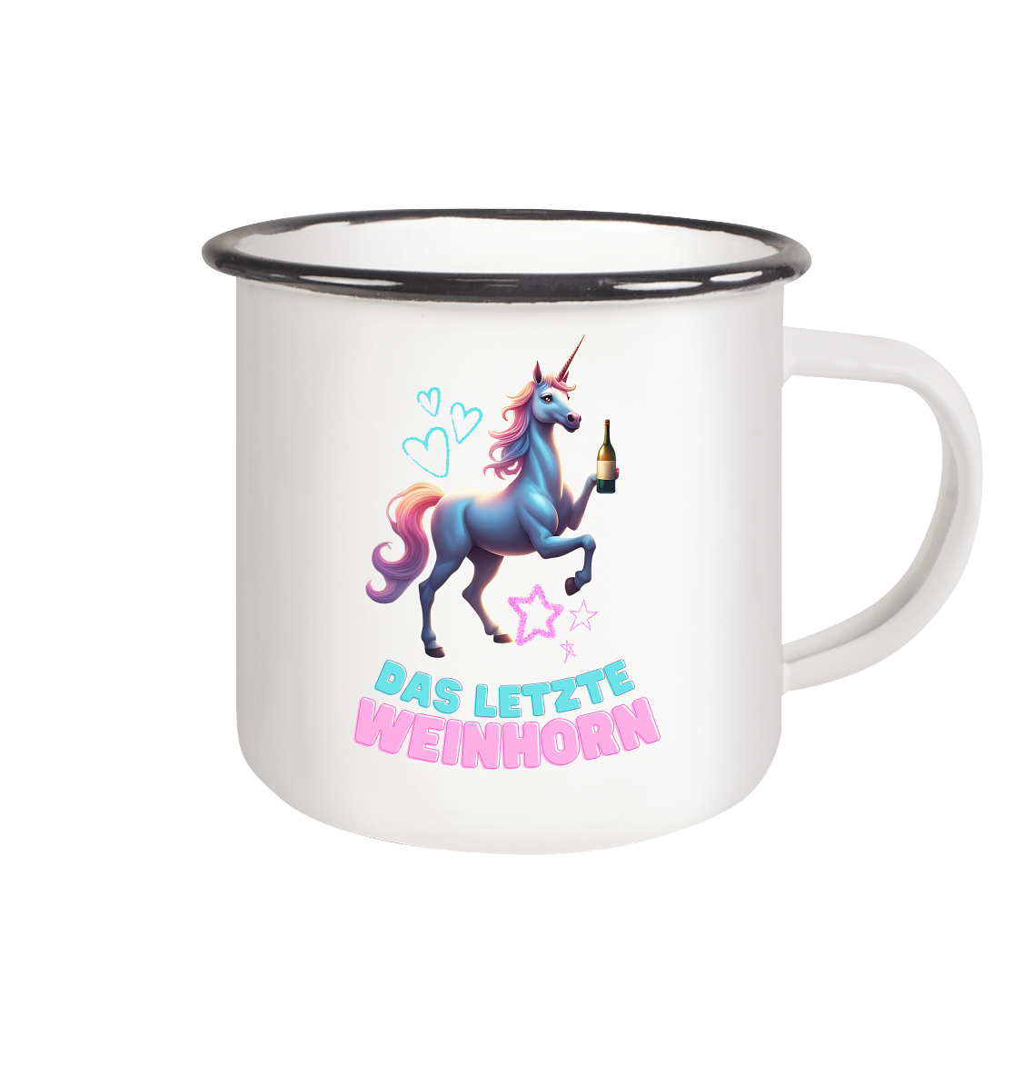 Das letzte Weinhorn - Emaille Tasse (Black)