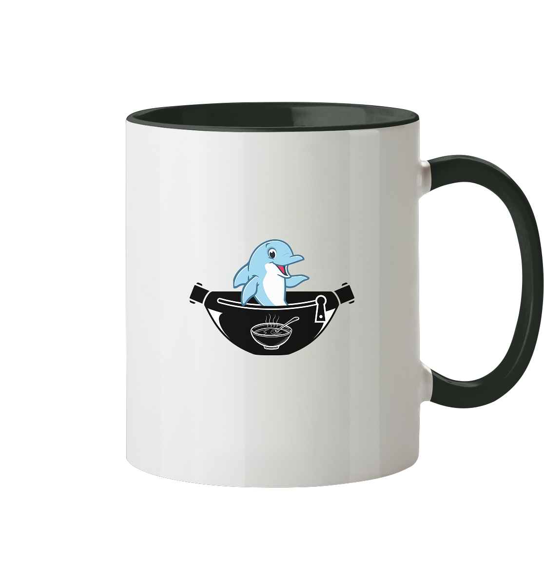 Delfin, Bauchtasche & Suppe - Tasse zweifarbig