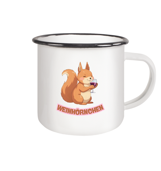 Weinhörnchen - Emaille Tasse (Black)