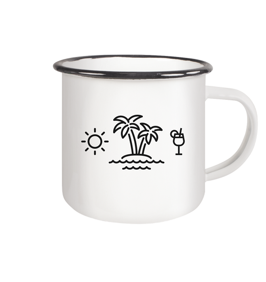 Sonne, Insel & Aperol - Emaille Tasse (Black)