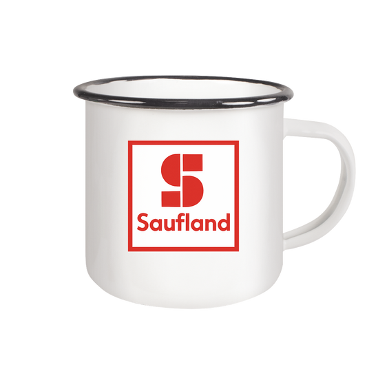 Saufland - Emaille Tasse (Black)
